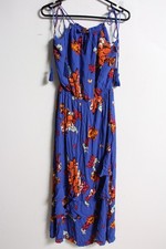 River Island Halter Neck Floral Patterned Maxi Dress Blue -Size 10 (K94)