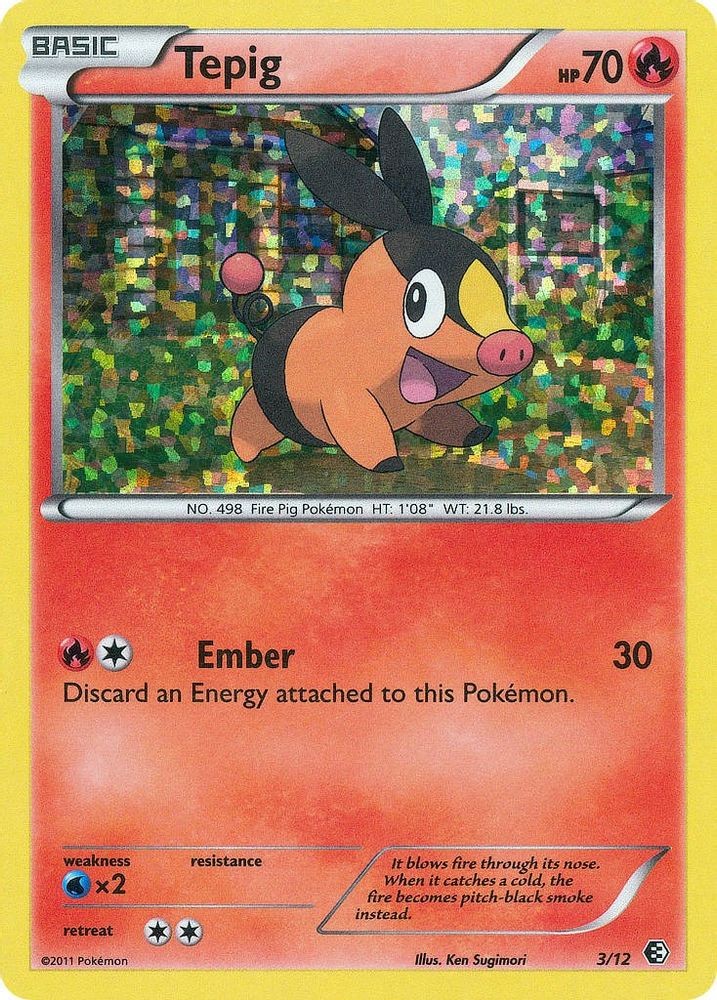 2011 Pokemon: M11 - Tepig 3 12 (#003/012, Holofoil, Promo, Damaged)