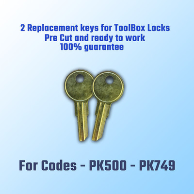 PK500-P749. Pair of replacement keys for Toolbox locks, Pre Cut to your code.