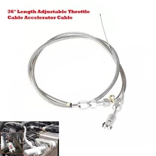 36" Length Adjustable Car Throttle Cable Accelerator Cable Replacement Silver F