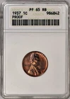 1937 Proof Lincoln Cent 1c Penny ANACS PF65RB - Nice Color! SEE PICS!