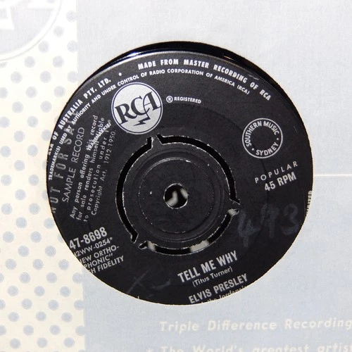 Elvis Presley - Tell Me Why (RCA 47-8698) 1965 Australian PR0M0 45