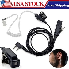 New Surveillance Earpiece Headset with Mic PTT For Baofeng Kenwood 2 Pin Radio