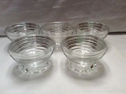 Lot of 5 Vtg Anchor Hocking “Manhattan” Glass Bowls 2” Tall