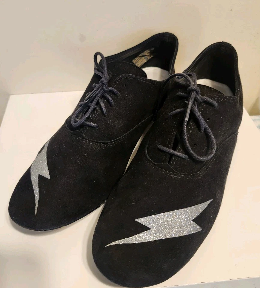 Repetto Paris черная замша блестящий молнии болт шнурует вверх плоскостях Sz.10/41 $475 - Изображение 2 из 4