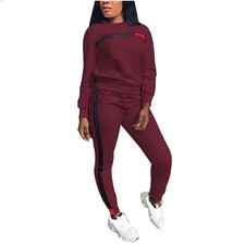Trending Women Two Piece Set Womens Solid Color Fashion Casual Splicing Sports S