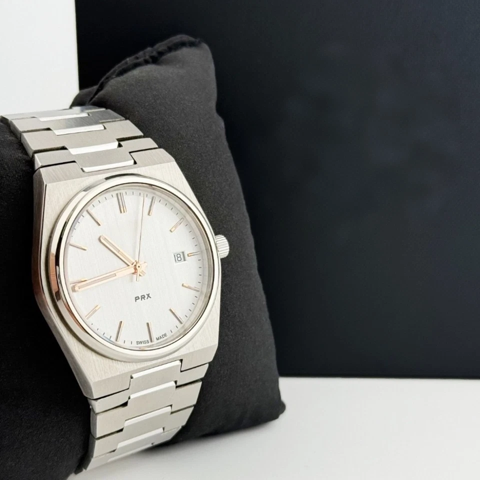 Мужские кварцевые часы TISSOT PRX 40 мм серебристый/розовый золотой циферблат T137.410.11.031.00 - Изображение 4 из 4