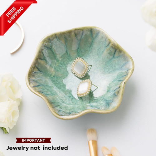 Ceramic Ring Dish, Jewelry Dish Holder, Small Trinket Tray Plate for Earrings Ri