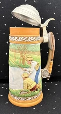 Vtg. Norman Rockwell Museum Beer Stein "Fishin Pals" LMTD Edition #332 9.5" 1983