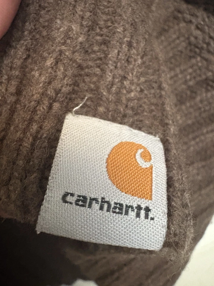 Carhartt女式羊毛混纺披肩领开衫毛衣棕色纽扣S  — 第 2/4 张图片