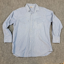 Carhartt Washed Denim pearl snap  Work Shirt Mens L Long Sleeve Button