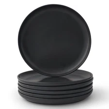 Double Line 10.5 Dinner Plate Set of 6 Matte Black