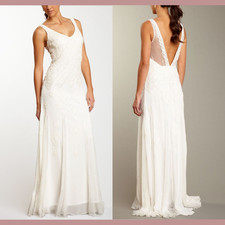 NEW 800 Sue Wong  8  Beaded Embroidered V-Back Wedding Gown Off White A115