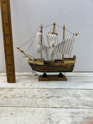 Vintage Holzboot Mai Blume Modell Segelboot 6'' Zoll Mast Ornament kostenloser Versand
