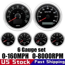 6 Gauge Set 85mm Gps Speedometer 160mph Tachometer 8000rpm For Boat Car Truck Us 6 Gauge Set 85mm Gps Speedometer 160mph Tachometer 8000rpm For Boat Car Truck Us