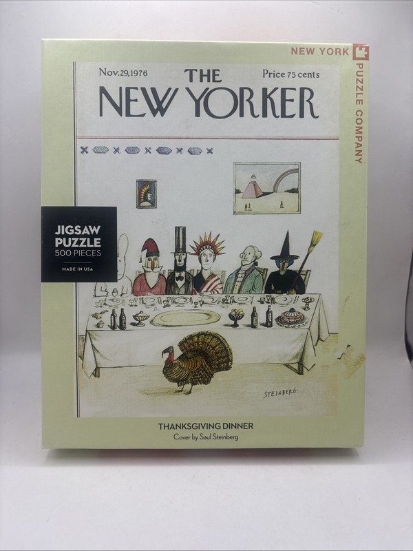 Nov. 1976 New Yorker, Thanksgiving Dinner, New York Puzzle Co. 500 pcs Complete