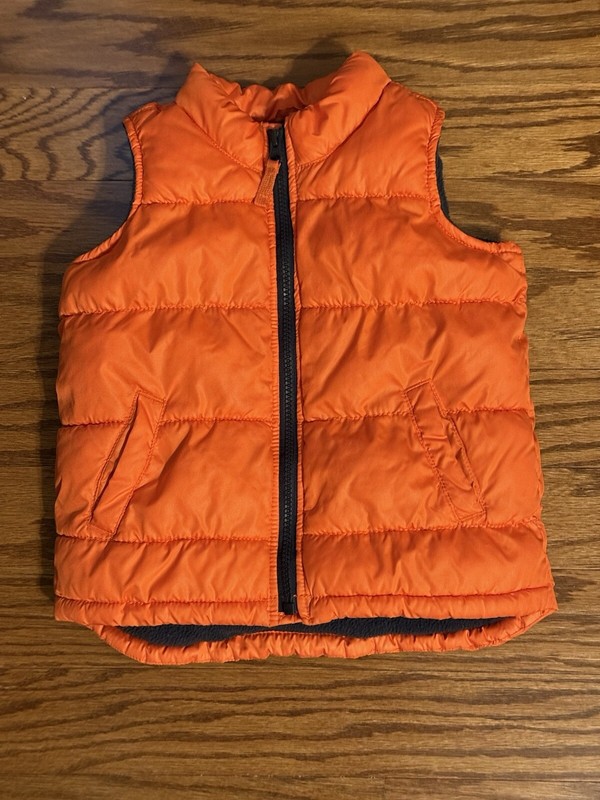 Toddler Boys Size 4T OLD NAVY Pockets Fleece Lined Puffer Vest Orange