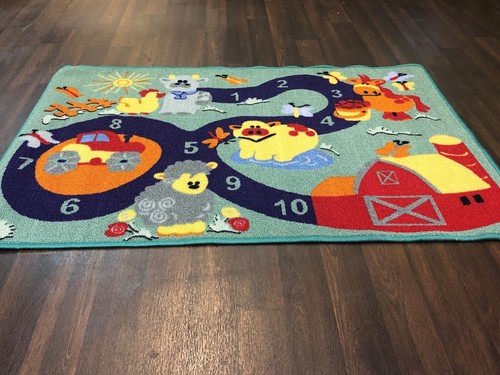 NEW KIDS FARM COUNTING EDUCATIONAL MAT RUG SCHOOL HOME 80X120CM MULTICOLOUR - Picture 3 of 4