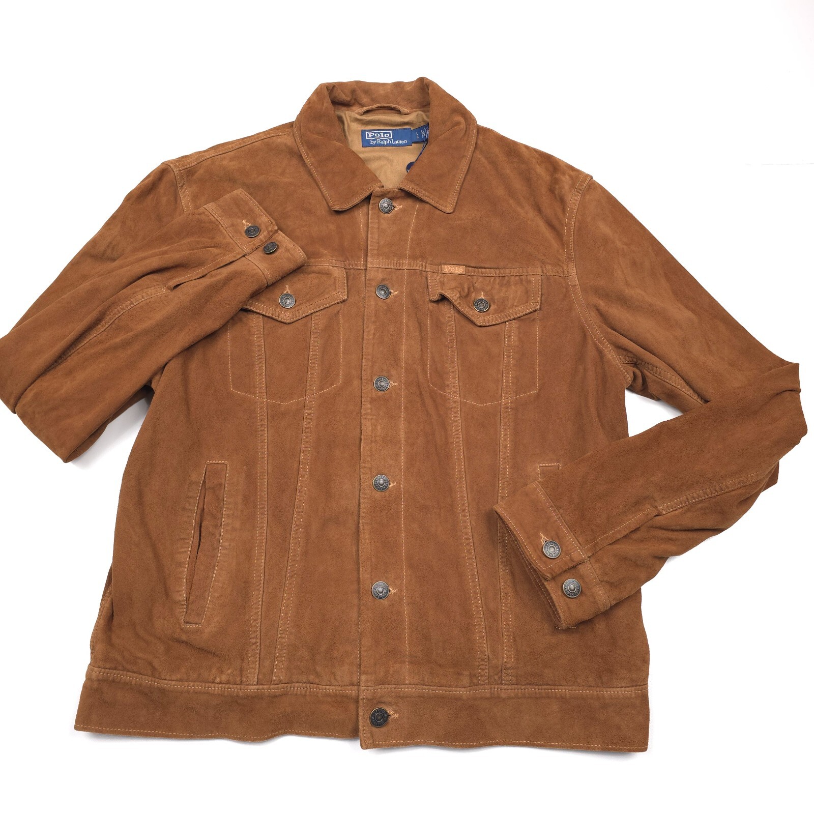 $998 Polo Ralph Lauren Замшевая кожаная коричневая куртка дальнобойщика, мужской размер Большой