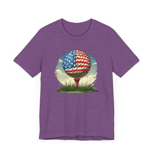 American Style Golf Shirt Flag Golf Ball on Tee Graphic T-Shirt Golf Lover Gift - Picture 66 of 69
