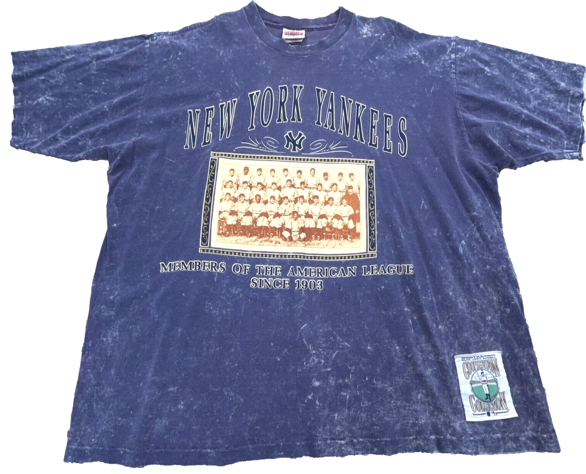 ヤンキース NY Yankees シャツ XL ヴィンテージ Vintage New York Yankees Shirt Men XL Blue Tee Single Stitch Faded