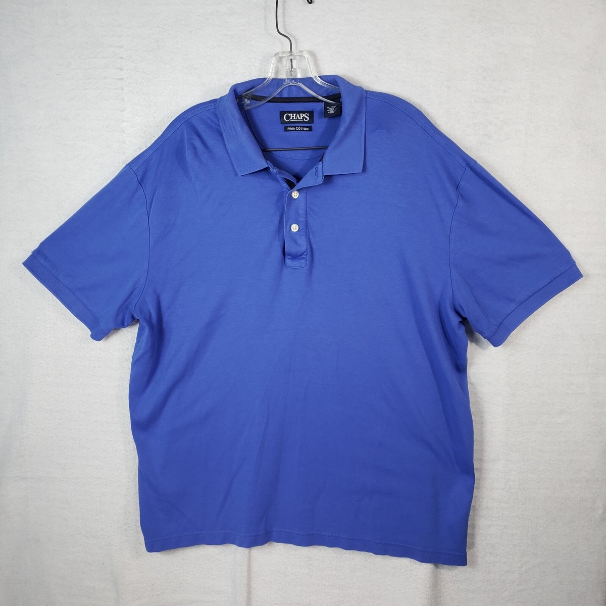 Chaps Polo Shirt XL XLarge Blue Pima Cotton Golf Short Sleeve Pull Over