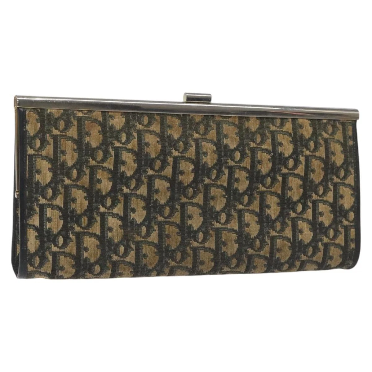 Sac pochette toile trotteur Christian Dior bleu marine or authentique 17658
