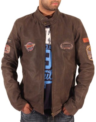 Aviatrix Men's Vintage Biker Style 100% Lamb Leather Jacket Café Racer Retro