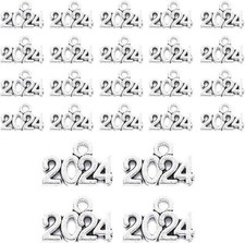 10 Number Charms 2024 Pendants Antiqued Silver Graduation Year
