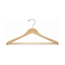 Only Hangers Natural 17" Flat Wooden Suit Hanger w/ Bar Box of 10