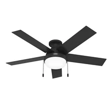 Hunter Fan 52 inch Low Profile Matte Black Ceiling Fan with Light and Pull Chain