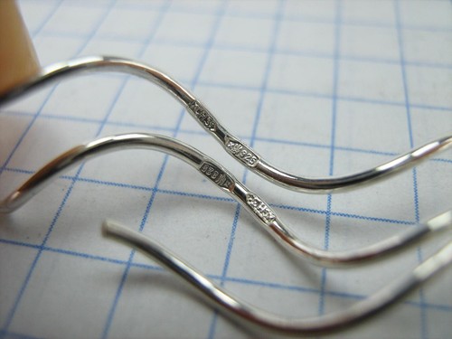 925 Sterling Silver Earrings Threader Closure Dangling Very Long Waves Curly - Picture 13 of 13