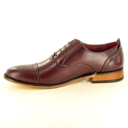 Neu Herren Brogues formelle Schnürung Büroschuhe Leder gefütterte Zehenpartie Kappe UK Größe 7-12 - Bild 18 von 34