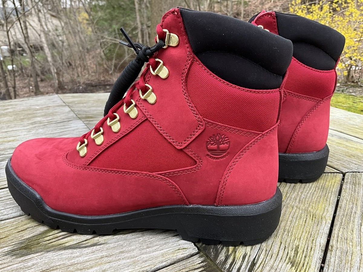 Men's Timberland Dark Red Nubuck 6” Leather Waterproof Field Boots