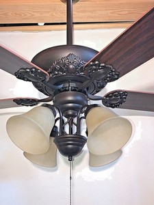 52 Orb Oil Rubbed Bronze Ceiling Fan With 4 Light Tea Stain Glass