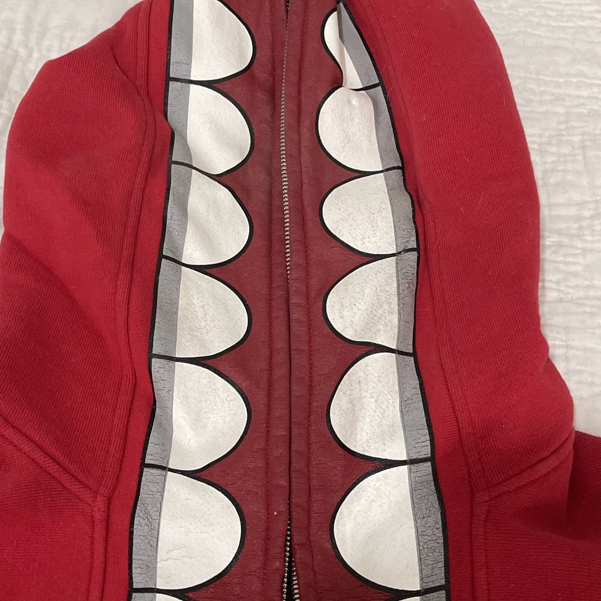 KAWS OriginalFake Chompers Toothed Zip Parker A BATHING APE Bape size L Red