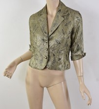 CARMEN MARC VALVO Metallic Gold Jacquard Lightweight Crop Evening Jacket 2