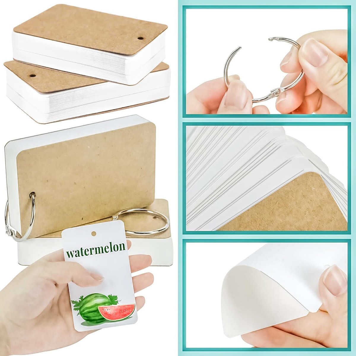 6 Pack 300 Sheets Blank Flash Cards with Binder Rings 3.5x2 Inch Note Cards | eBay 6 Pack 300 Sheets Blank Flash Cards with Binder Rings 3.5x2 Inch Note Cards | eBay