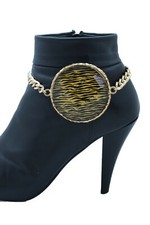 Women Gold Metal Chain Boot Bracelet Shoe Zebra Print Charm Hood Fashion Jewelry