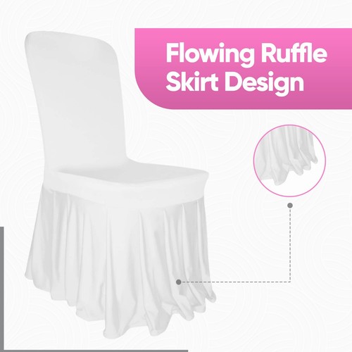 Skirt Style Pleated Chair Covers White Black Party Slip Seat Cover Wedding Decor - Picture 9 of 16