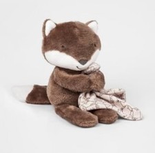 NWT Carters Just One You Brown Plush Fox Rattle Tan Security Blanket Baby Toy