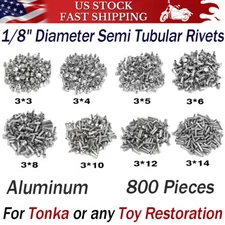 800pcs Semi Tubular Rivets For Tonka Super Assortment Toy Parts 1/8" Diameter US