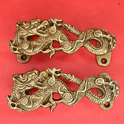 Dragon Shape Antique Style Handmade Brass Door Handle Drawer Window Pull Knob - Picture 9 of 11