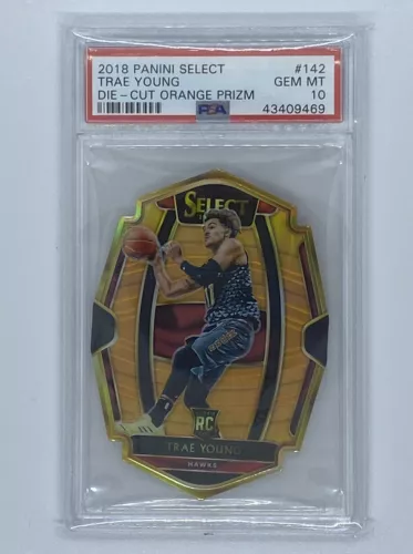 TRAE YOUNG 2018-19 Select Prizm #142 Premier Orange Refractor Die Cut /65 PSA 10