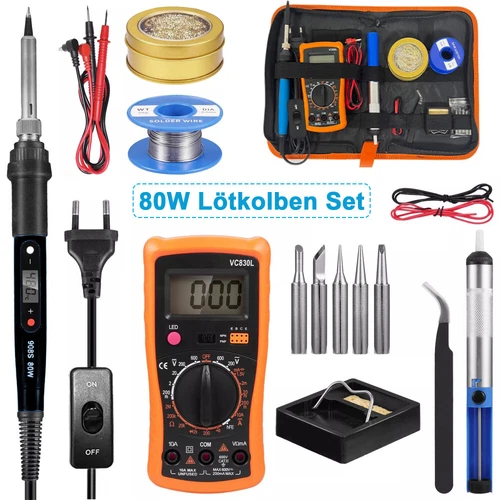 Lötkolben Set Lötset Lötstation Temperatur Einstellbar Soldering Iron Wire DE