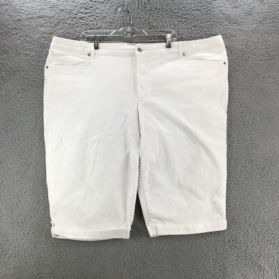 Gloria Vanderbilt Skimmer Shorts Womens 24 White High Rise Zip