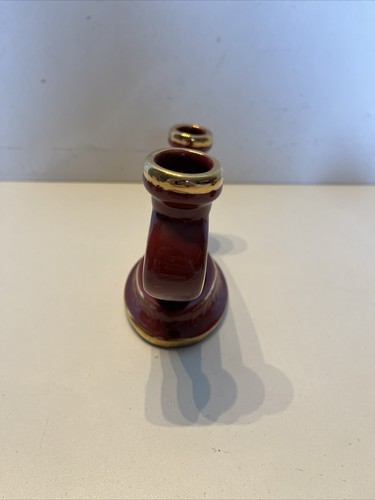 Paire De Bougeoirs En Céramique Rouge Bordeaux Et Or - Imagen 20 de 24