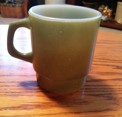 000 Vintage Green Fire King Ware Anchor Hocking Coffee Tea Mug 