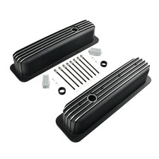 Tall Finned Black Center Bolt Valve Covers For Chevy Vortec 5.05.7l 305 350 Sbc