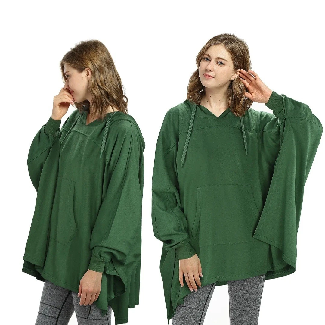 New! Catalonia Green Oversized Poncho Cape Hoodie Sweatshirt Batwing One Size